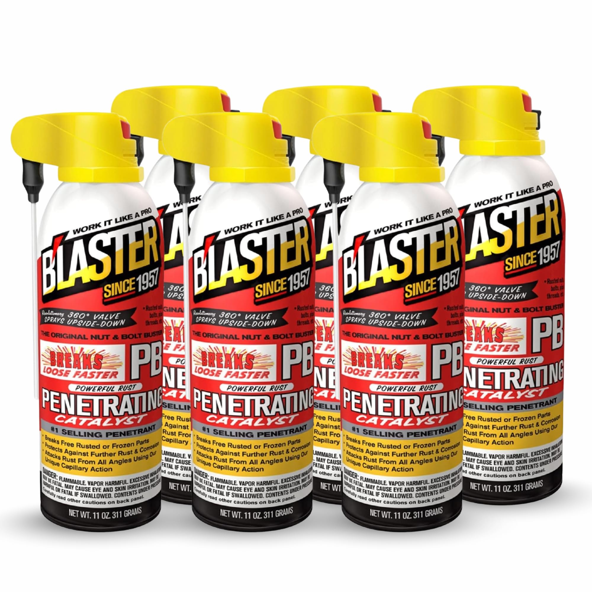 B’Laster Penetrating Oil Spray – Rust Prevention Penetrating Fluid – Loosens Rusted Bolts, Protects Against Corrosion, Multi-Use Anti Rust Spray for Frozen Parts – 11oz (Case of 6) Image