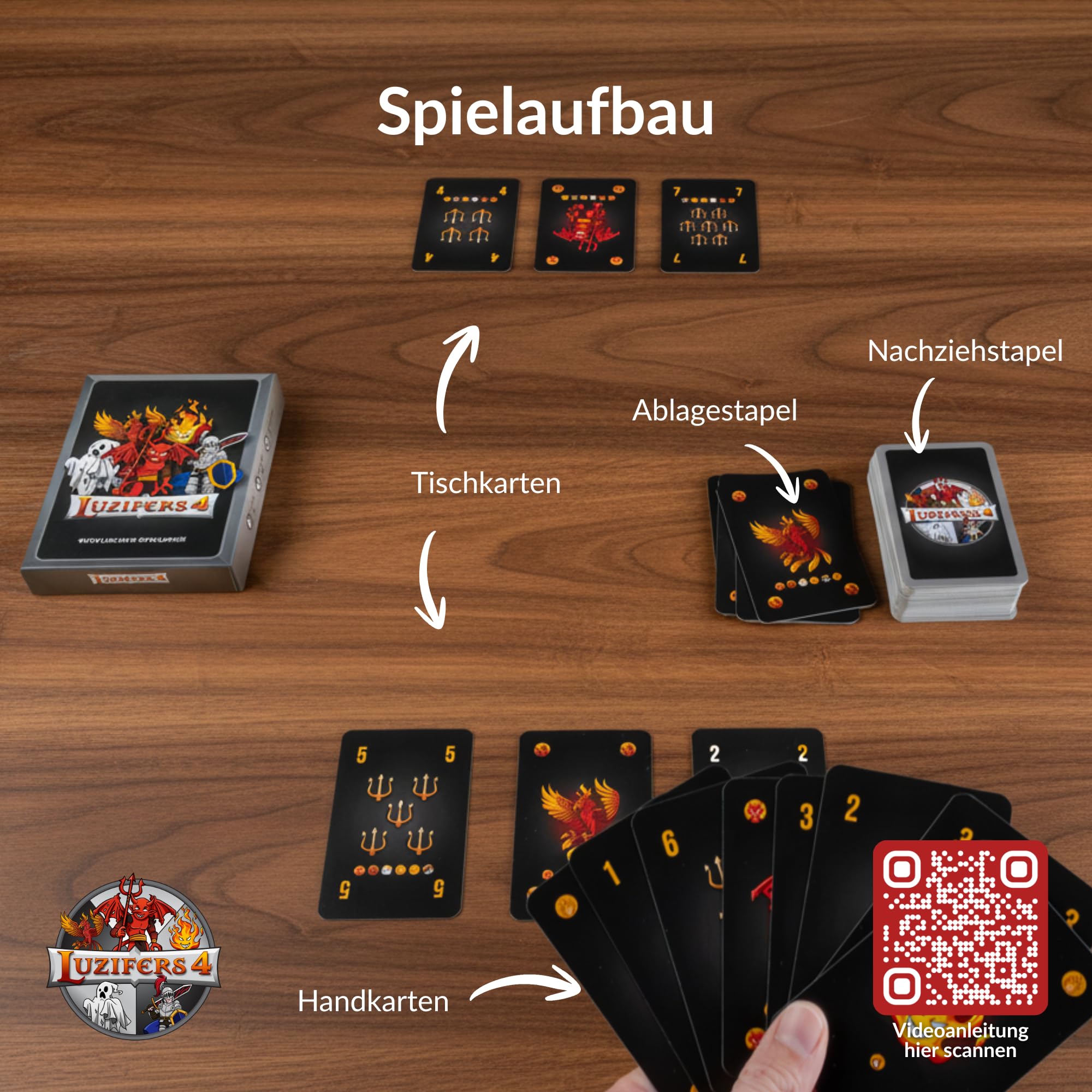 Luzifers4, Kartenspiel mit Teuflischem Spaß, Spiel für Erwachsene und Junge, Spieleabende mit Freunden oder Familie, für 2 bis 8 Spieler, Lustige Geschenk Idee, mit Videoanleitung 6