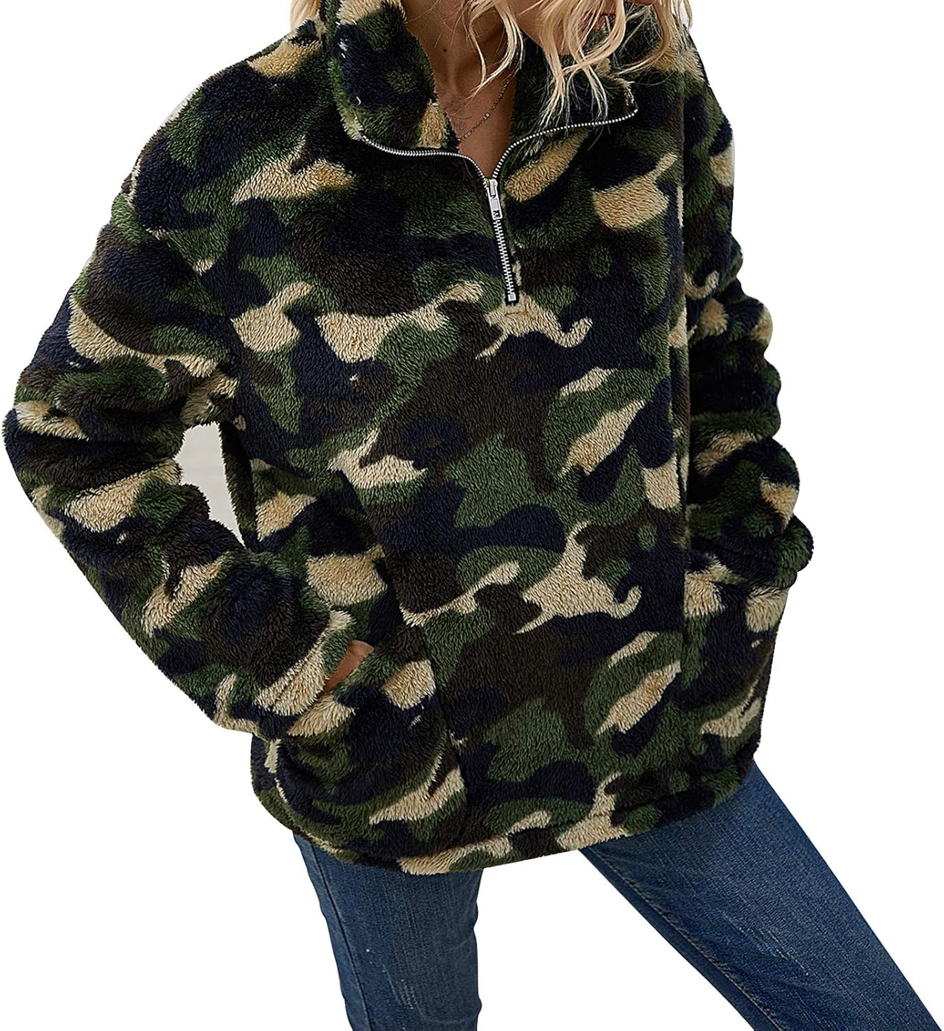 fluffy camo hoodie