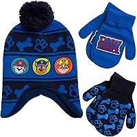 Nickelodeon Boys Paw Patrol Winter Hat, 2 Pair Gloves or Mittens (Toddler/Little Boys)