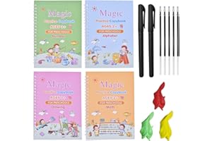 YAMMI Reusable Magic Practice Copybook for Kids, Handwriting Guide, Tracing Books for Ages 3-5, Grooved Writing Workbook, Learn to Write with Ease