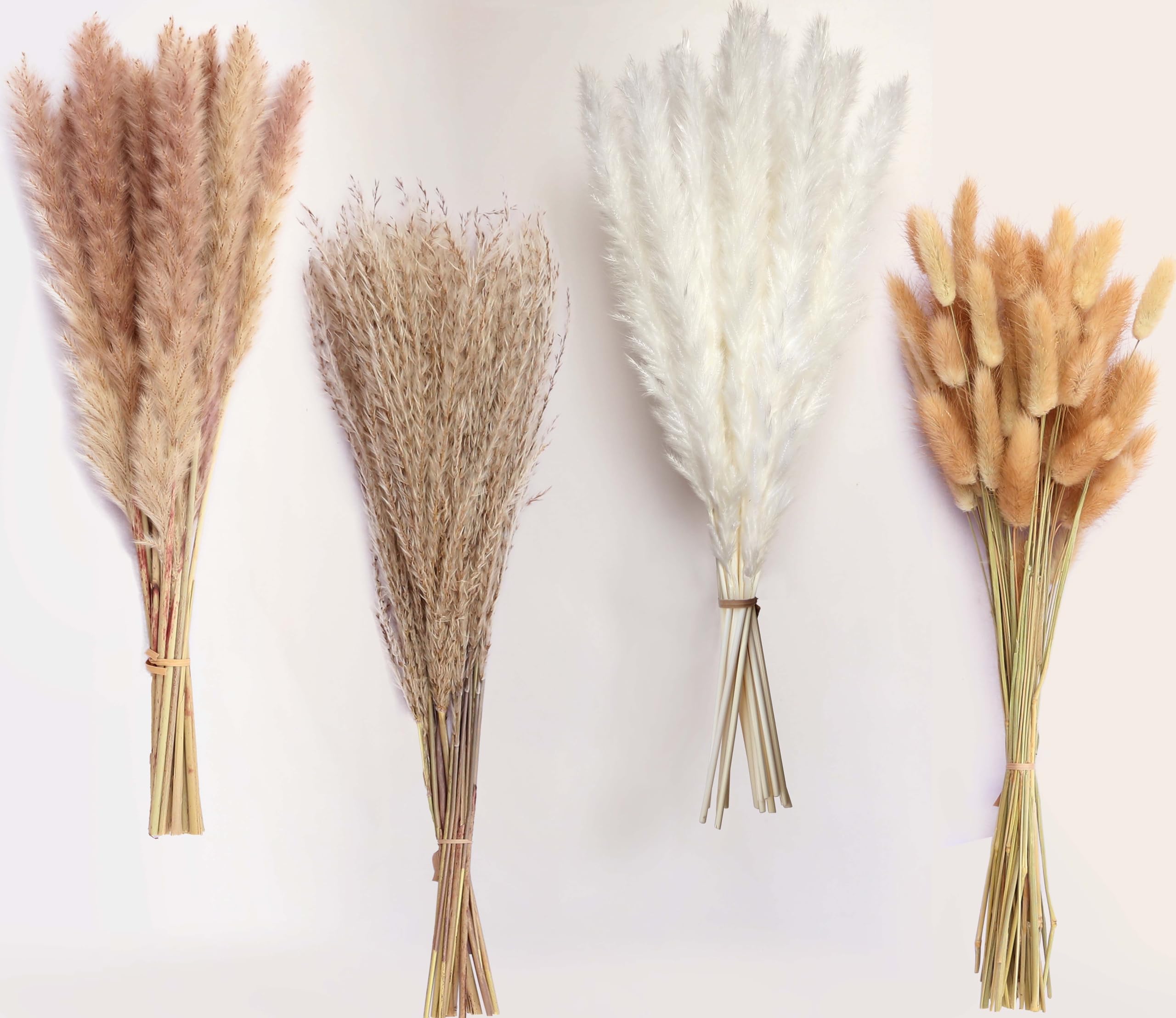 Photo 1 of 110 Stems Dried Pampas Grass, Boho Table Decor Natural Reed Phragmites Grass + Brown & White Pampas Grass + Bunny Tails Flowers Bouquet for Wedding Floral Arrangements Farmhouse Home Rustic Wall
