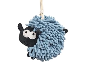 Heikrdo Sheep Funny Hand Towels for Bathroom Kitchen - Cute Decorative Towels Decor Hanging Washcloths Ball Towel Super Absorbent Soft Bath Towel for Friends and Family (Blue)
