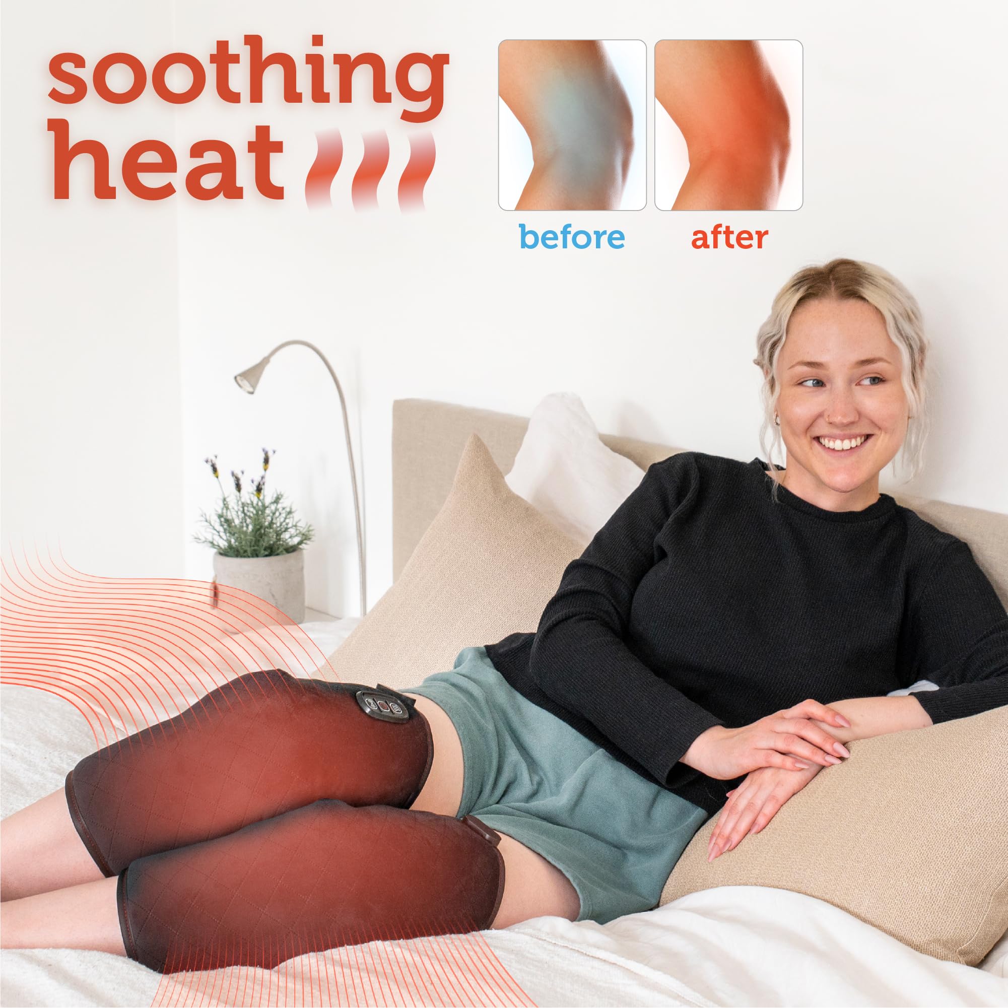 Condition photo showing New/Like New for comfier plug-in heated knee massager for knee pain relief, knee heating pad pair with vibration & heat, leg massager, knee warmer for men women seniors,father day gifts