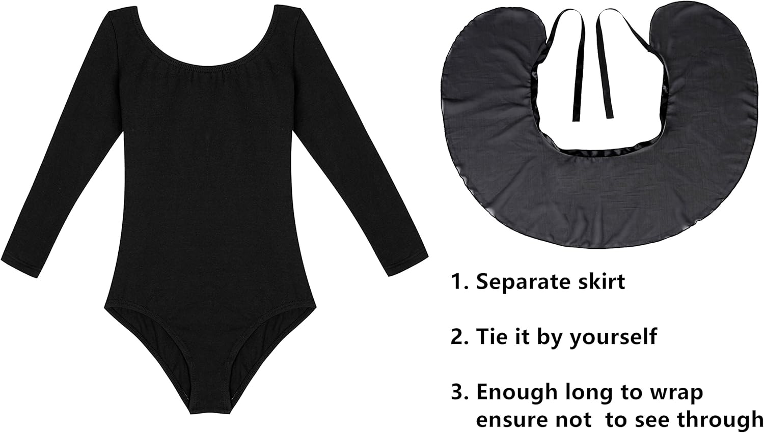 DANSHOW Girls Team Basic Long Sleeve Leotard with Skirt Kid Dance Ballet Tutu Dress: Clothing