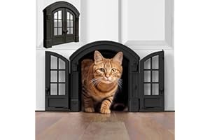 Purrfect Portal French® Cat Door - Stylish No-Flap Cat Door Interior Door for Average-Sized Cats Up to 20 lbs, Easy DIY Setup, Secured Installation in Minutes, No Training Needed, 7.13 x 8.32”