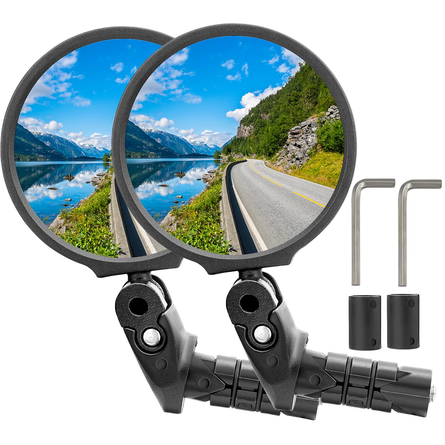 Arkham Bicycle Mirror for Handlebar E-bike, HD Glass Convex Lens Bicycle Rear View Mirror, 2 Pieces Safe Cycling Rear View Mirror