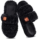 Ibeauti House Slippers for Women Indoor Fuzzy Memory Foam Slippers Adjutable Open Toe Slides Cozy House Shoes Gift Slippers