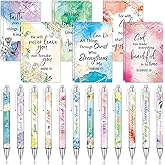 Colarr 12 Sets Christian Bulk Gifts for Women Bible Verse Pens Notebooks Religious VBS Scripture Ballpoint Pens Bookmarks Journal for Easter Sunday School Church Inspirational Supply(Flower)