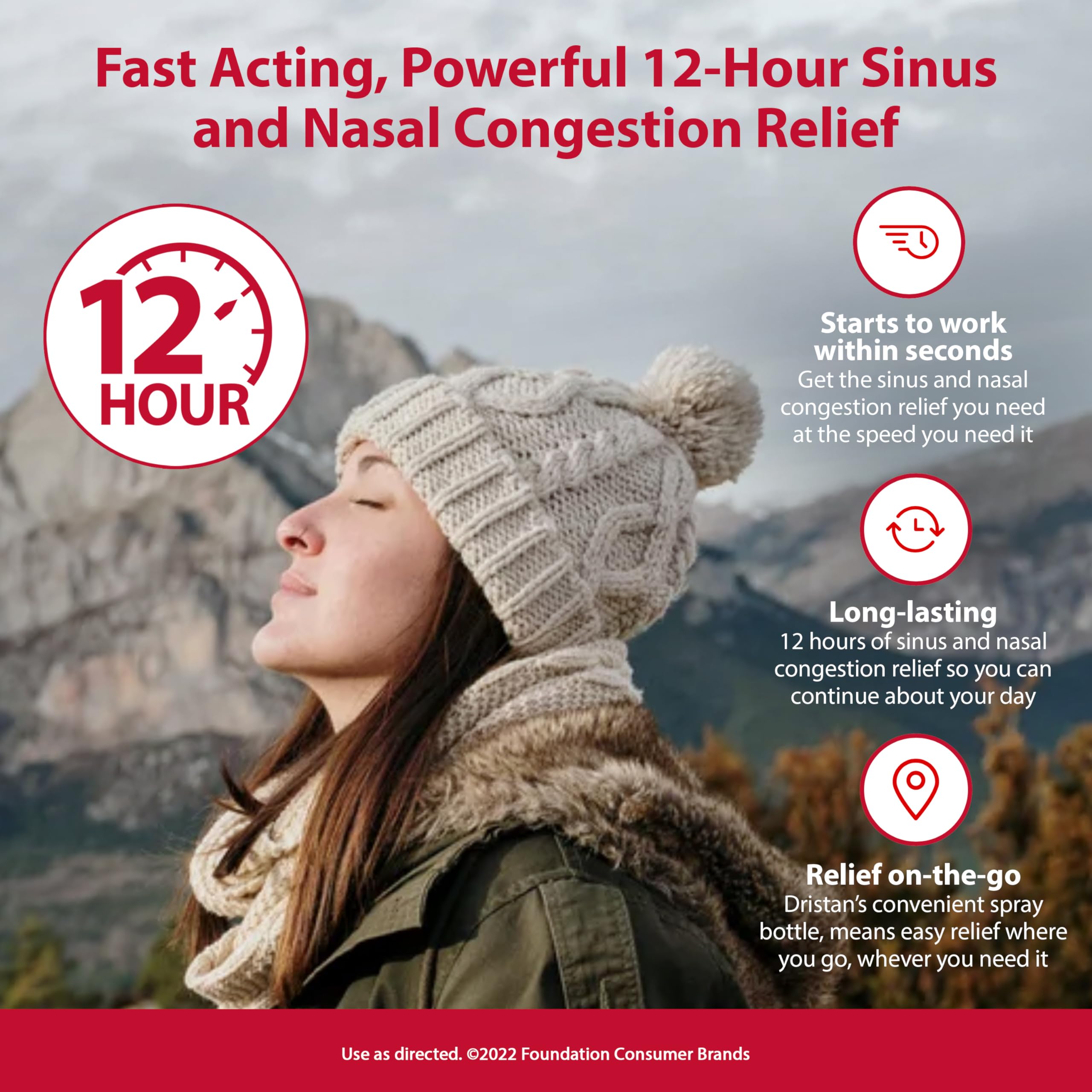 Dristan 12-Hour Nasal Spray Decongestant, Fast-Acting Sinus and Nasal Congestion Relief from Colds, Hay Fever and Allergies, Oxymetazoline HCI, .5 Fl oz