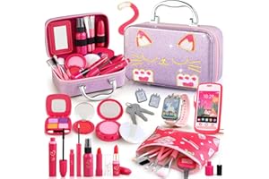 Woumserta Girl Gift Pretend Makeup for Toddlers 1-3 3-5 4-6, Fake Makeup Set with Cat Commetic Case, Play Makeup for Kids Age 3 4 5 Year Old, Toddler Make Up Kit for Little Girls Birthday