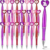 Roowest 24 Pcs Valentine Pen Heart Shaped Pens Bulk 1mm Black Ink Ballpoint Pens with Bear Angel Valentine's Day Party Favors for Office Employee Coworkers Classroom Exchange Prizes Gifts