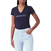 Armani Exchange Womens Stretch Cotton V Neck Logo Tee