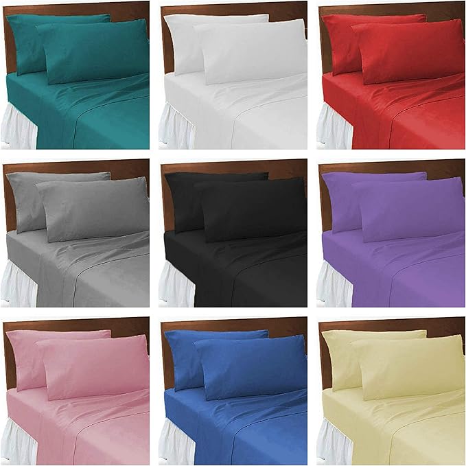 Non Iron FLANNELETTE Plain Sheets Set (Flat Sheet + Fitted Sheet + Pair
