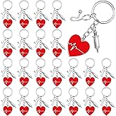 Yinki 24 Pcs Nurses Keychain Nurse Week Party Favors Gifts Appreciation Gifts for Women (Red Heart)