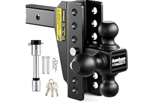 HANDNAM Drop Hitch Adjustable Trailer Hitch, Tow Hitch with 6-Inch Drop/Rise for Truck (16,500 LBS GTW), Adjustable Drop Hitch Fits 2-Inch Receiver, Trailer Hitches with Double Anti-Theft Pins Locks