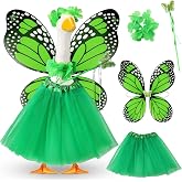 SilTriangle 5pcs Butterfly Porch Goose Outfit Tutu Skirt | Butterfly Costume Wing Wand Flower Crown, for 17‘' 23‘' Cement Goose