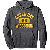 Green Bay Wisconsin GB Gym Style Distressed Amber Print Pullover Hoodie