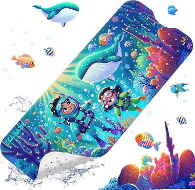 XIYUNTE Baby Bath Mat Non Slip 100x40cm Eco Safe Cartoon Design Tufted Mat