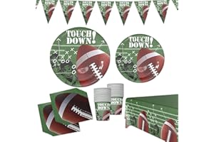 AYESTAR Football Party Supplies, 98Pcs Football Party Decorations Kit Serve 24, Includes Football Banner, Plates, Napkins, Cup, Tablecloth, Perfect for Football Birthday Party Tailgate Party