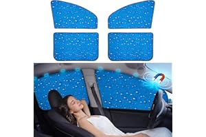 Aokway Side Window Sunshade Sun Shade for Car Window Double Thickness Auto Windshield Sunshades Curtain Universal Fit for Driver for Baby UV Protection (Blue, Front+Rear Side 4Pcs)