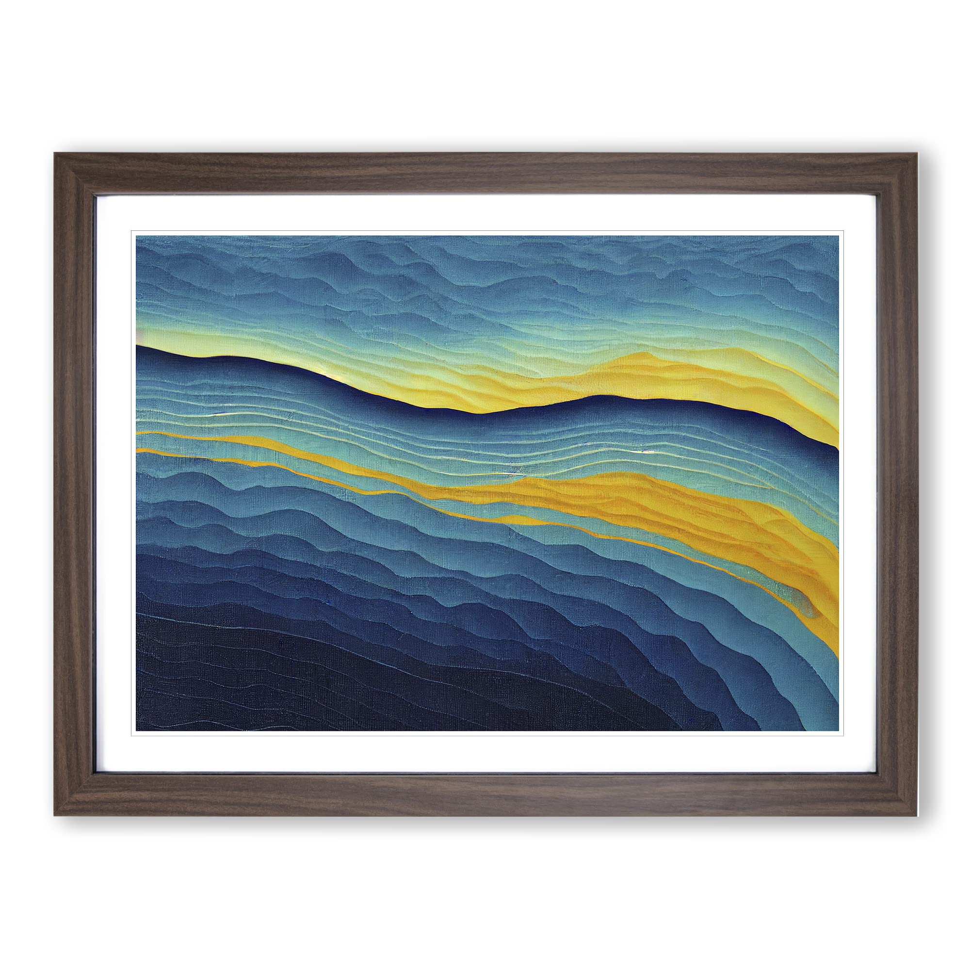 Modern Audio Soundwave Art Vol.2 Abstract Framed Print | A4 Walnut Framed Wall Art | Ready to Hang | Abstract Fantasy Picture | Living Room Bedroom Lounge Office