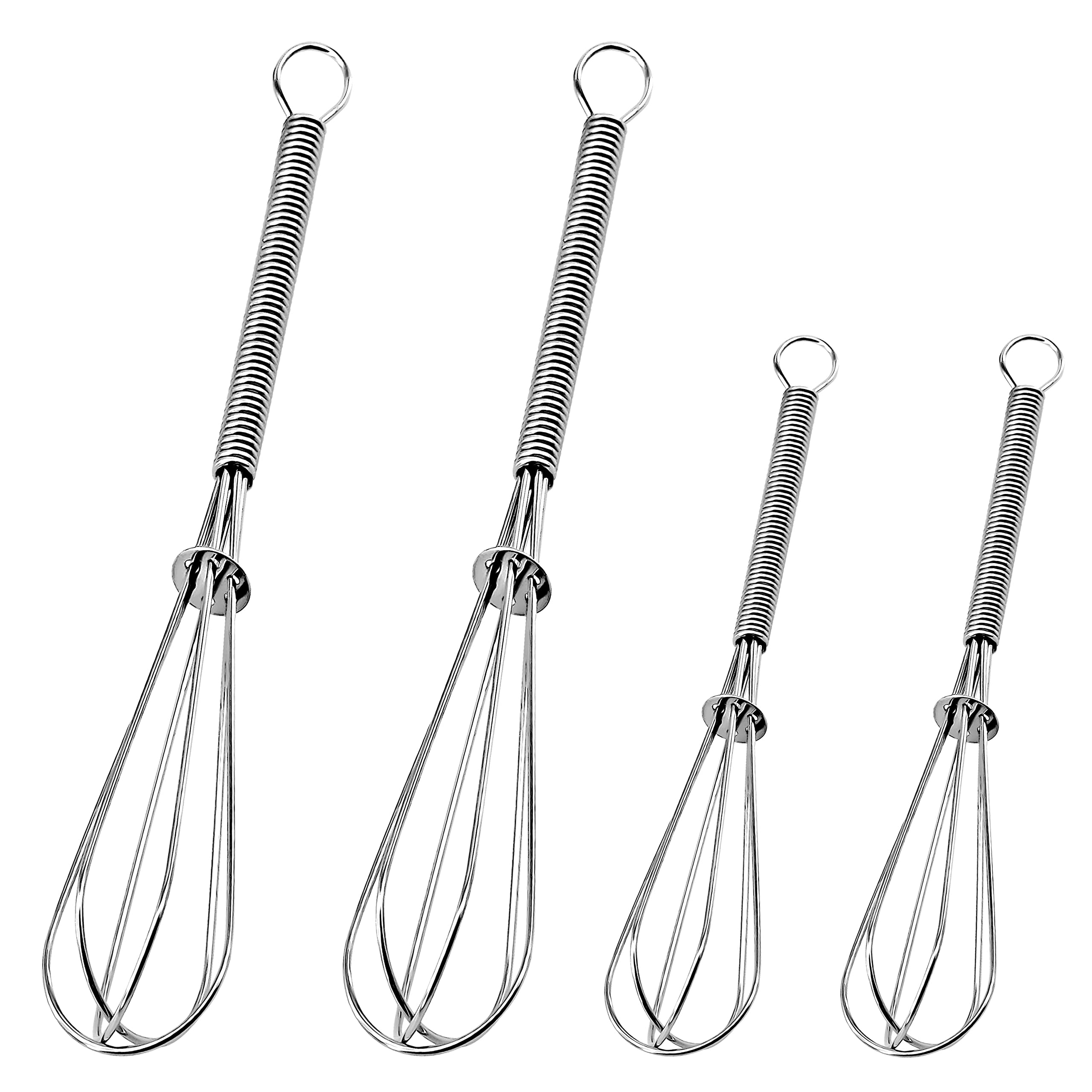 ANAEAT Mini Wire Whisks, Set of 4 Portable Stainless Steel Kitchen Tiny Whisk & Egg Beater with Thick Wire - Sturdy Small Mixing Balloon for Cooking, Blending, Whiping, Beating, Stirring (13cm+18cm)