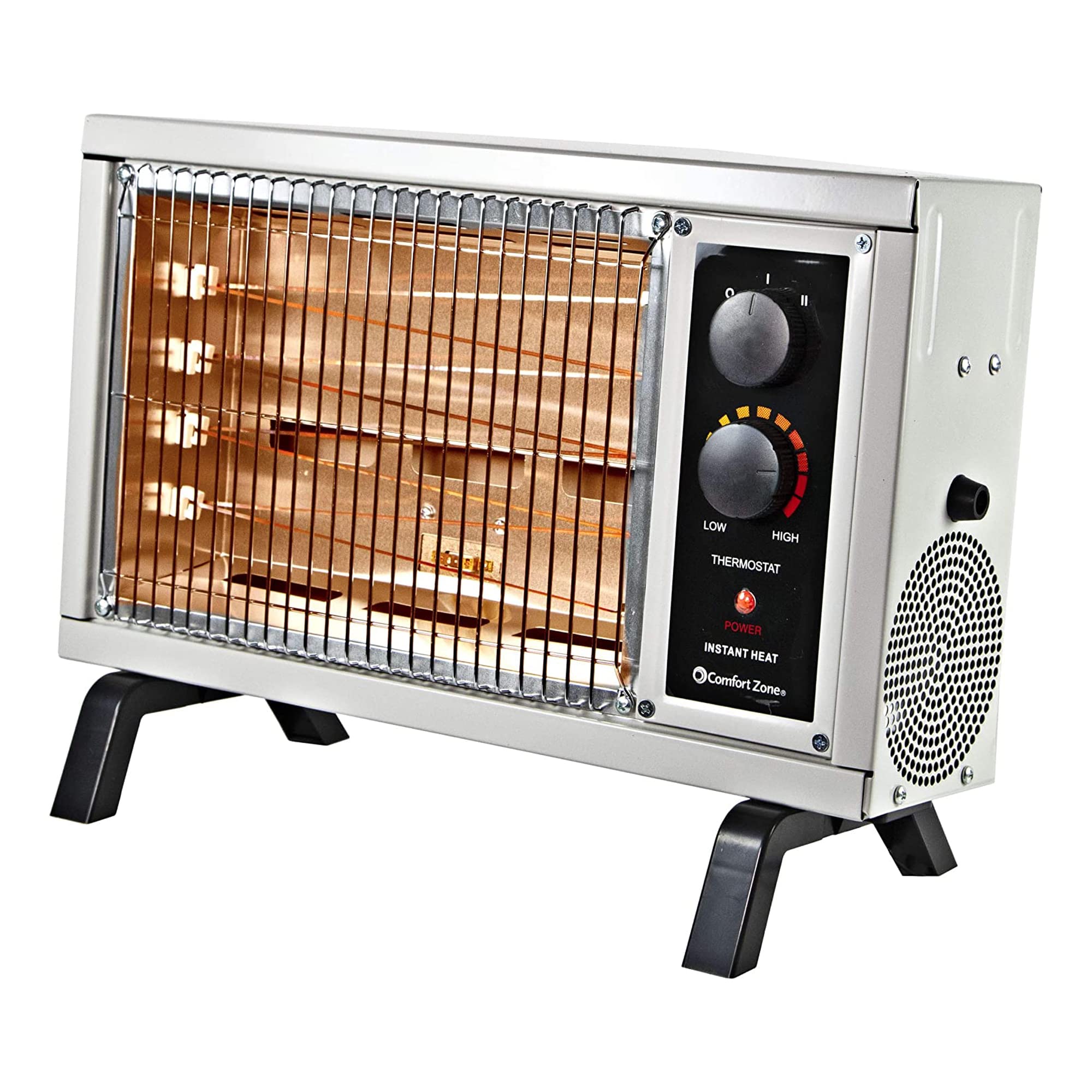 Photo 1 of Comfort Zone CZ550 1500 Watt Portable Electric Indoor Radiant Wire Element Space Heater with Adjustable Temperature for The Home, Patio, or Office, Up to 1000 Square Foot, White