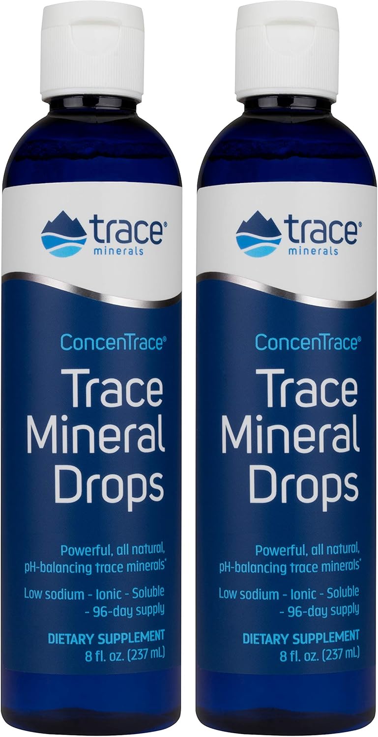 Concentrace Trace Mineral Drops. Magnesium, Chloride, Potassium. Ionic Sea Minerals from the Great Salt Lake in Utah. Hydration. Electrolyte. Performance. Energy. No sugar. 2 pack of 8 oz bottle: Health & Personal Care