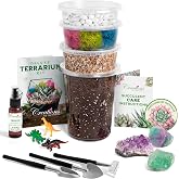 Creations by Nathalie Large Terrarium Kit with Moss, Soil &amp; Tools | Preserved moss, succulent soil, pebbles, crystals and planting tools for miniature plant arrangements