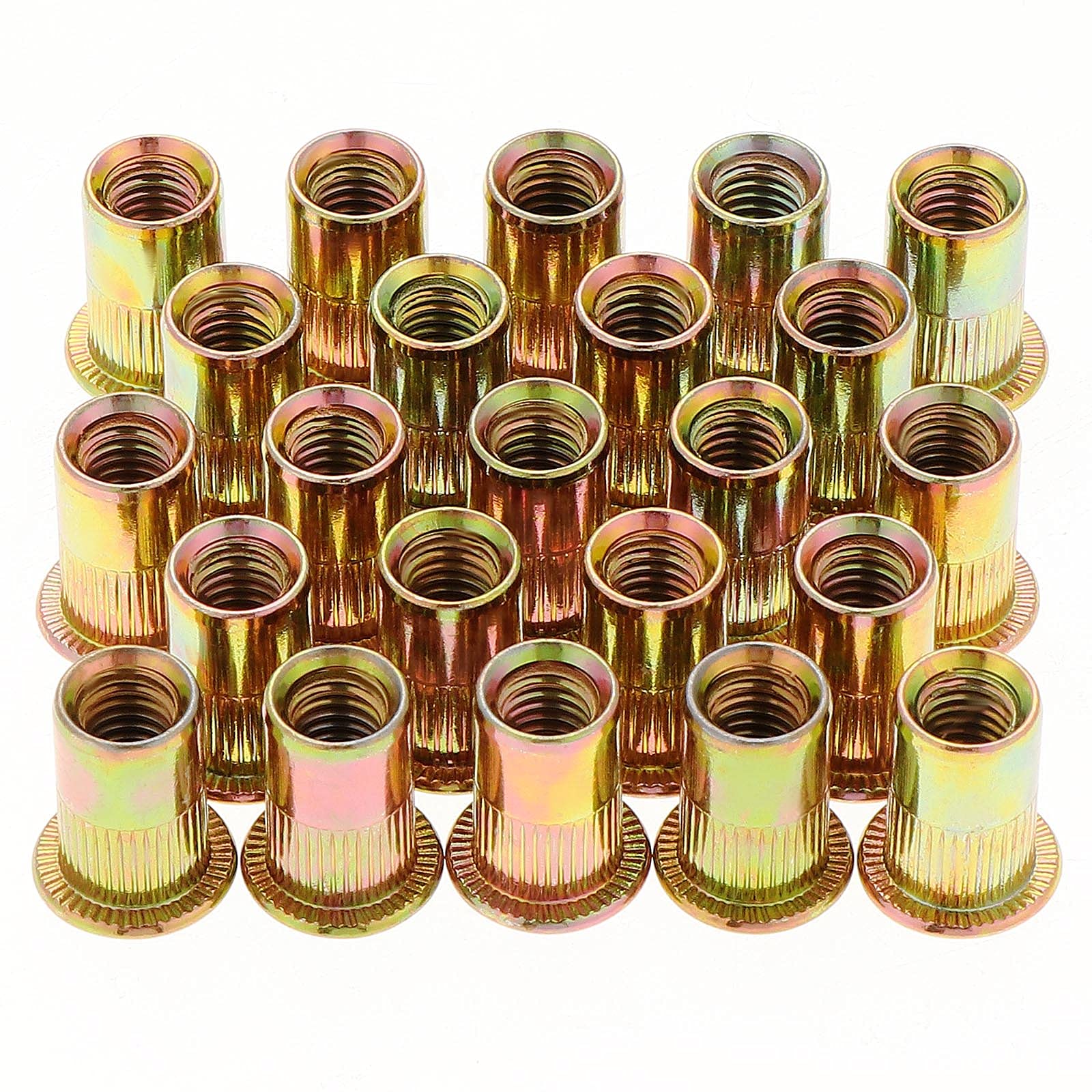 Gueenky 50PCS Rivet Nuts, M12 Nutsert Zinc Plated Carbon Steel Flat Head M12 Threaded Rivets Nutsert for Wood Furniture — image 1