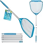 U.S. Pool Supply Pool and Spa Skimmer Net with Pole, Handheld Fine Mesh Pool Skimmer Net - Hand Held Spa, Hot Tub, Pond Cleaning - Step-Up 32" to 5 Feet Long, Leaf Netting, Scoop Skim Leaves & Debris