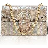 Aiqudou Crossbody Bag and Satchel Purse for Women - Fashion Snake Print Chain Purse Luxury PU Leather HandBag