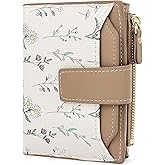 Busnos Women's Wallet Small Wallets for Women Cute Flower Ladies Women's Wallets Brown Bifold Wallet Womens With Zipper Coin Pocket Purses Card Holder Women