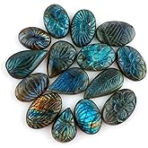TGH Natural Labradorite Gemstones Carving Wholesale Cabochons Lot, Jewelry Making Loose Gemstone, Polished Gems, DIY, Wire Wrapping, Reiki, Wikka, Healing Crystals, Bulk Gemstone Deal, Pack Of 3