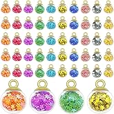 100Pcs Mixed Glass Ball Pendants, 16mm Colorful Crystal Glass Ball with Star Tiny Shiny Rhinestone Beads Pendants Jewelry Making Supplies for DIY Necklace Bracelet Keychain Earring Crafts(10 Colors)