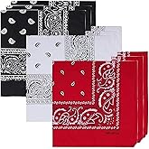 Zasekdge 100% Cotton Paisley Printed Bandanas 6 PCS 22x22 Inches Large Thick Scarfs Fashion Headwear for Men and Women