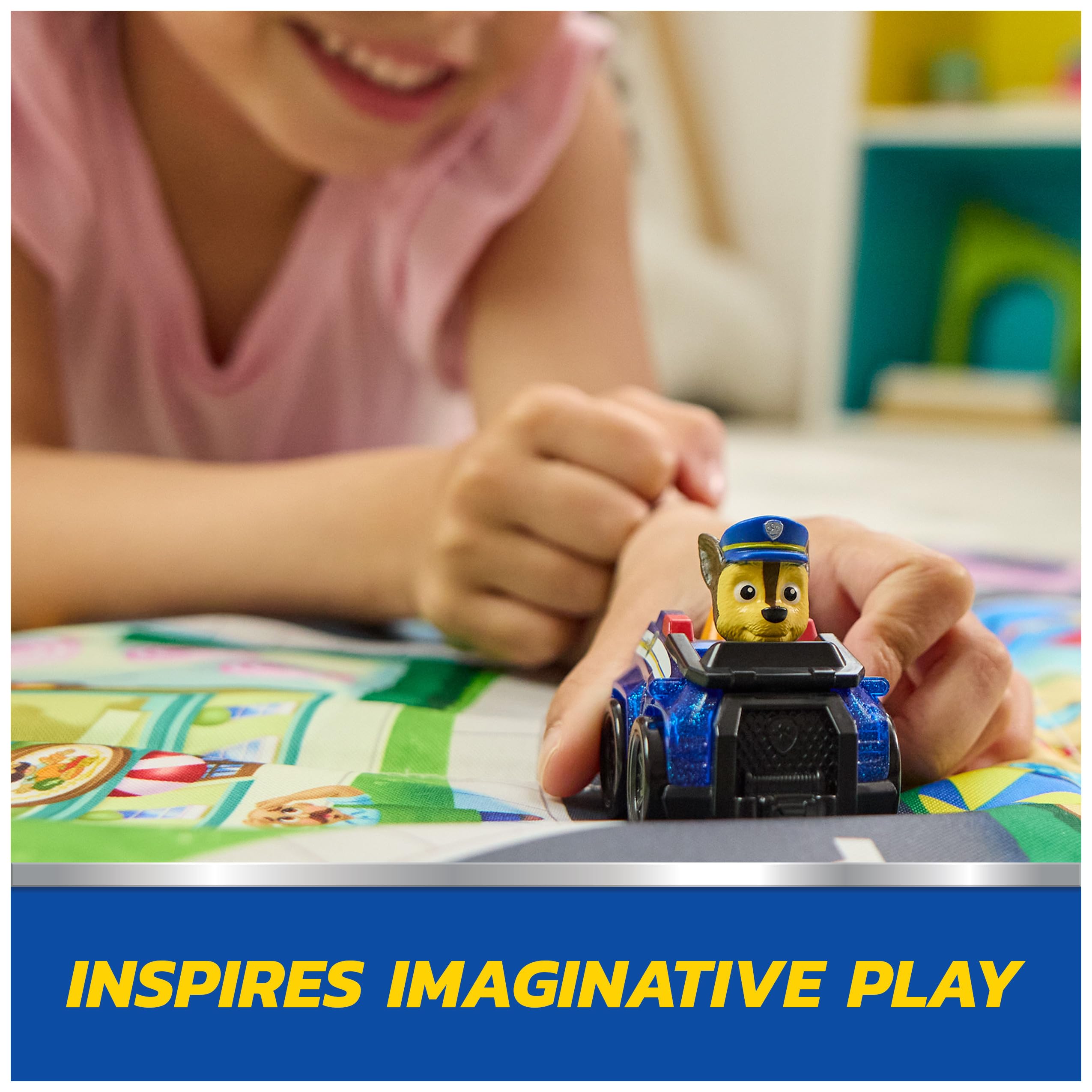 PAW Patrol Pup Squad Adventure Bay Playmat, 33-Inch Foldable Mat with Exclusive Chase and Humdinger Vehicles, Kids Toys for Boys & Girls Ages 3 and Up