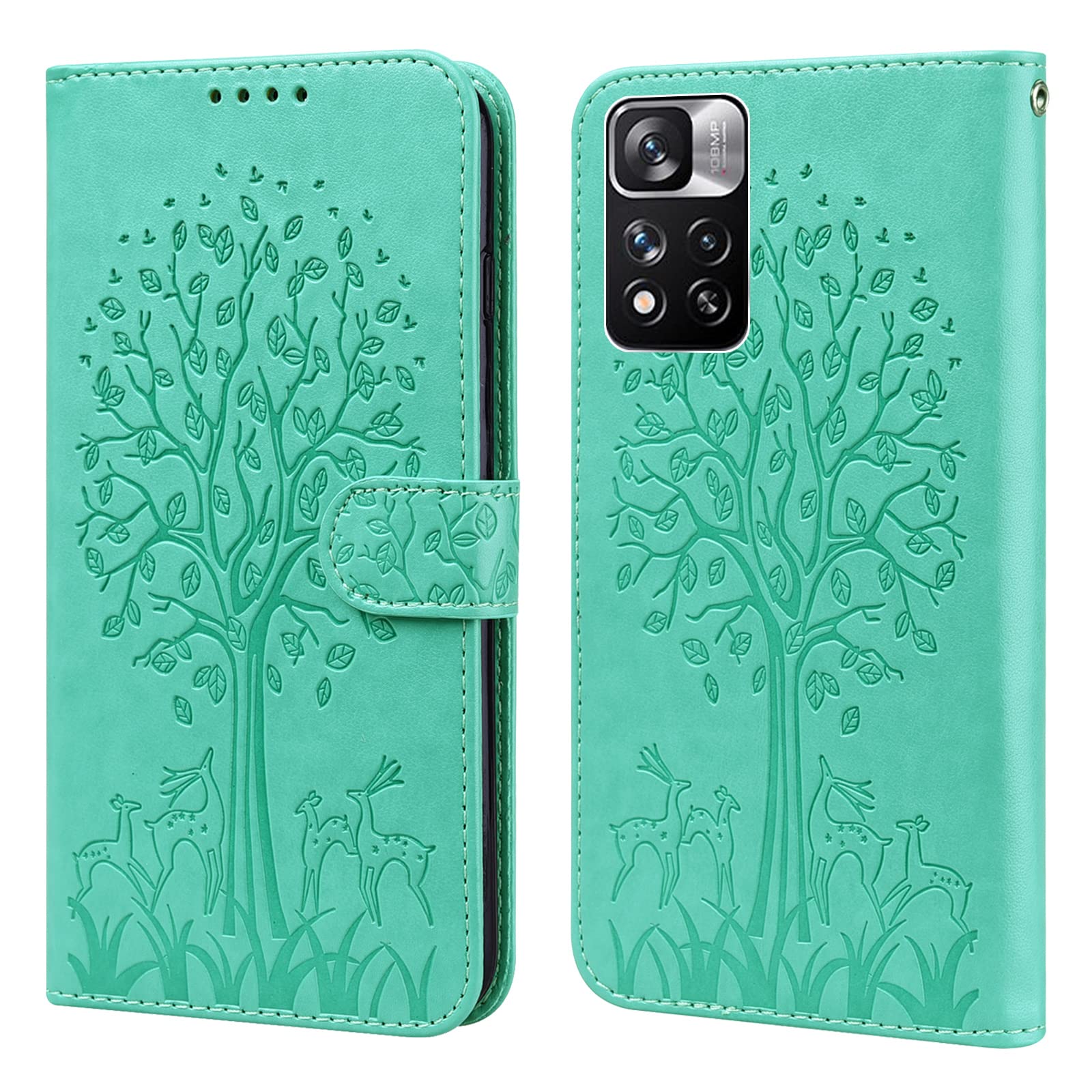 GLANDOTU Wallet Case for Xiaomi Redmi Note 11 Pro 6.67 inch, Flip Wallet PU Leather Cover with Card Slots and Stand Function for Redmi Note 11 Pro Plus Phone Cases 【Green】