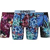 PSD Underwear Mens Boxer Briefs - Floral Print, Standard Length Packs and Singles, Soft & Breathable Boxer Briefs for Men