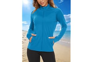 Women's UPF 50+ Sun Protection Jacket Lightweight Full Zip Athletic Hoodie Long Sleeve Workout Shirts for Hiking Running