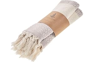 sea me at home 2 Pack Decorative Turkish Hand Towels for Bathroom with Bohemian Design (Set of 2), 100% Turkish Cotton Farmhouse Boho Kitchen Towel Set, 16 x 36 Inches (Light Gray)