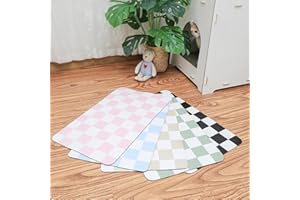Ralxion Checkered Dog Feeding Mat, Absorbent Mats for Dog Food and Water Bowl, Dispenser, Retro Aesthetic Pink Checkerboard Pet Placemat for Dogs, Cats, Puppy Accessories, 12" X19”