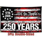 Yesuavt 3 Ply 250 Anniversary USA Flag 250th Years America Anniversary Flag Patriotic 4th of July We The People 1776 American Flags for Outside 3x5 Ft Betsy Ross Outdoor Yard Banner Decorations