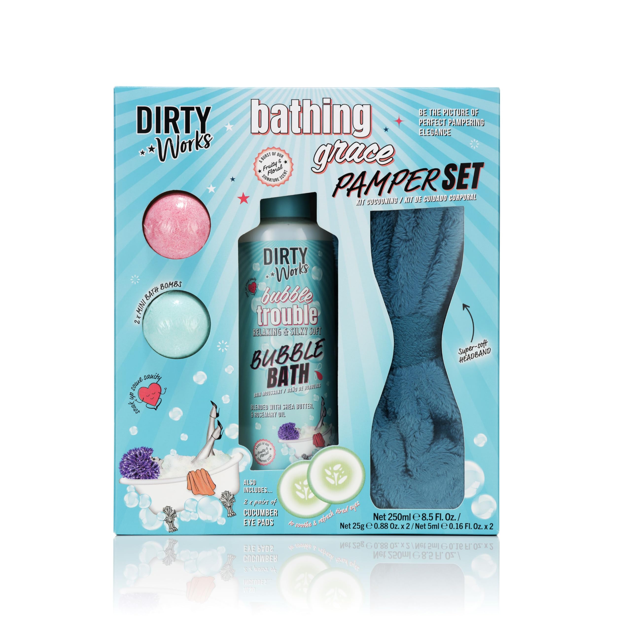 Dirty Works | Bathing Grace Pamper Set | Luxe Bath and Body Care | Gift Set | Relaxing and Indulgent Pampering