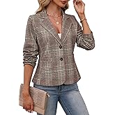 ELLEVEN Women's Casual Stretchy Knit Blazer,Lightweight Slim Fit Jackets Long Sleeve Business Suit with Pockets
