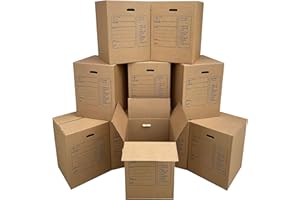 Uboxes Moving Boxes with Handles, 10 Premium Large, 18 x 18 x 24, Brown, BOXINDSLAR10