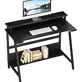 ALISENED 31.5 Inch Small Office Desk with Storage, Small Desk for Small Spaces, Compact Home Office Desk, Mini Study Desk for Bedroom, Black