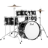 Pearl Roadshow Jr. 5 piece Drum Set w/Hardware and Cymbals, Jet Black