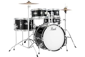 Pearl Roadshow Jr. 5 piece Drum Set w/Hardware and Cymbals, Jet Black
